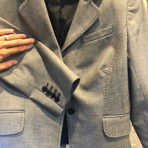 Ann Taylor Loft blazer, waist length, size 6, Gray and Black buttons. - Picture 2 of 4